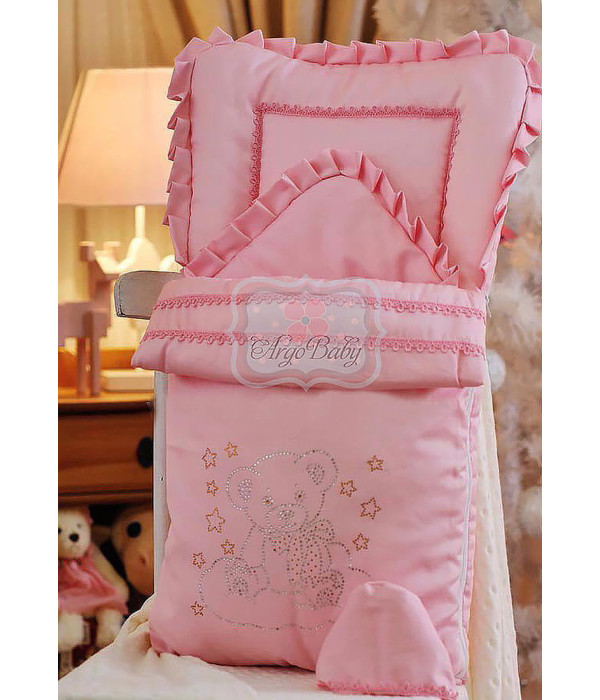 Комплект на выписку Веселый мишутка розовый