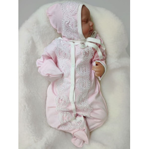 Комплект на выписку Элеганс серый-розовый