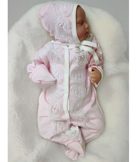 Комплект на выписку Элеганс серый-розовый