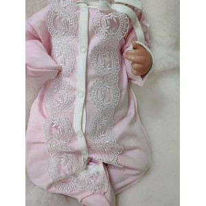 Комплект на выписку Элеганс серый-розовый