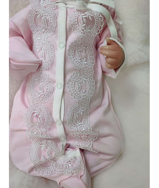 Комплект на выписку Элеганс серый-розовый