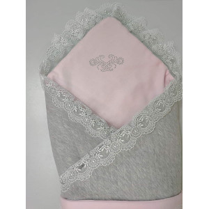 Комплект на выписку Элеганс серый-розовый