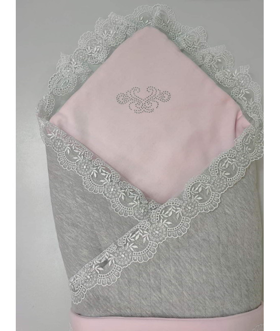 Комплект на выписку Элеганс серый-розовый