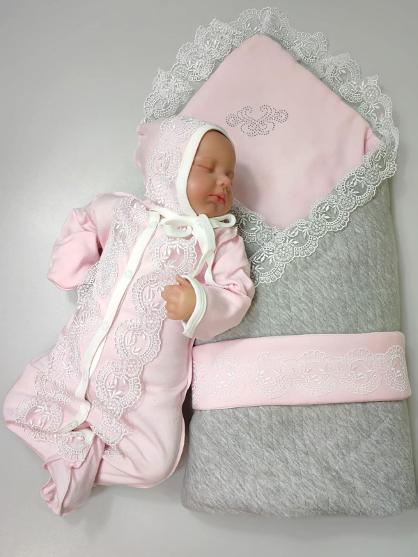 Летний комплект Элеганс серый-розовый