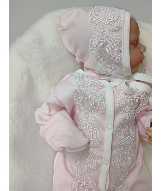 Комплект на выписку Элеганс серый-розовый