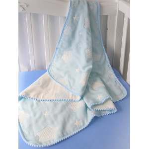 Хлопковый плед Звездочки голубой