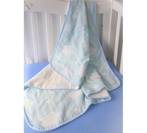 Хлопковый плед Звездочки голубой