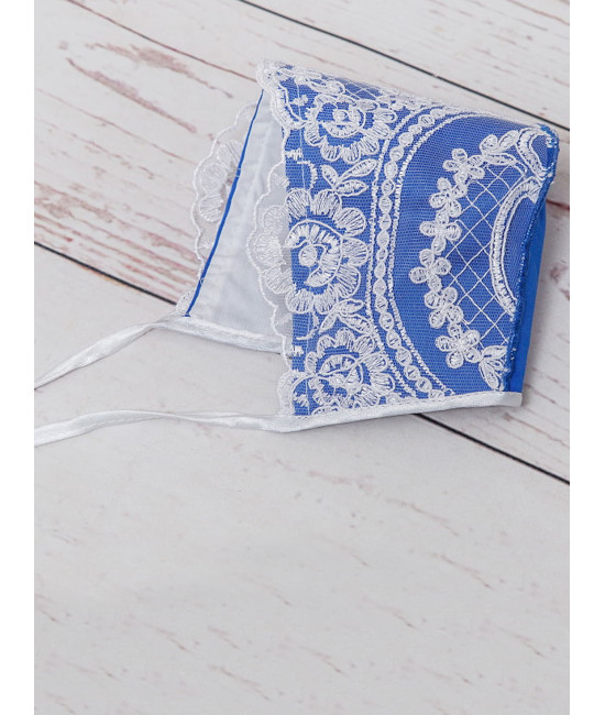 Чепчик для новорожденного Роскошь белый-синий