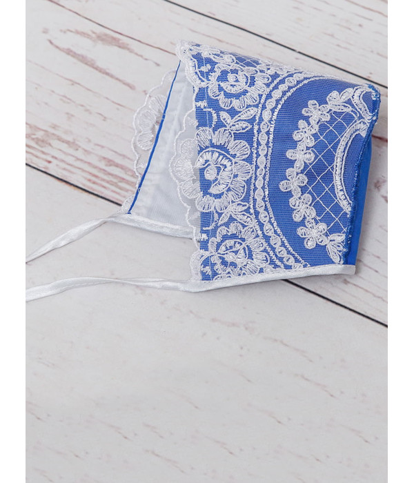 Нарядный чепчик Роскошь белый-синий
