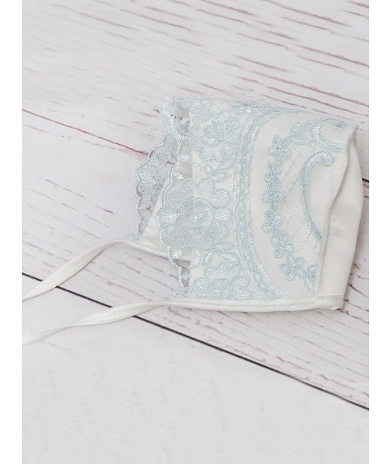 Чепчик для новорожденного Роскошь молочный-тиффани