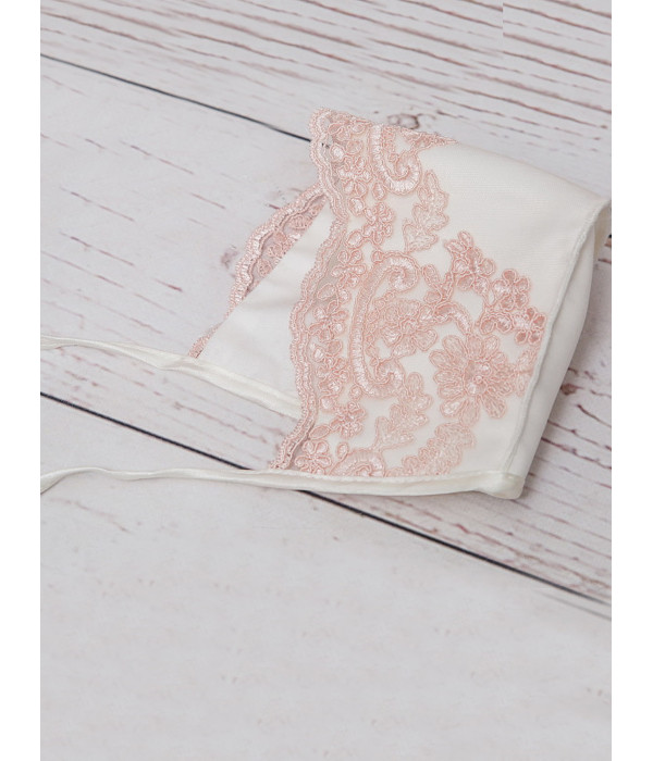 Нарядный чепчик Роскошь молочный-пудра