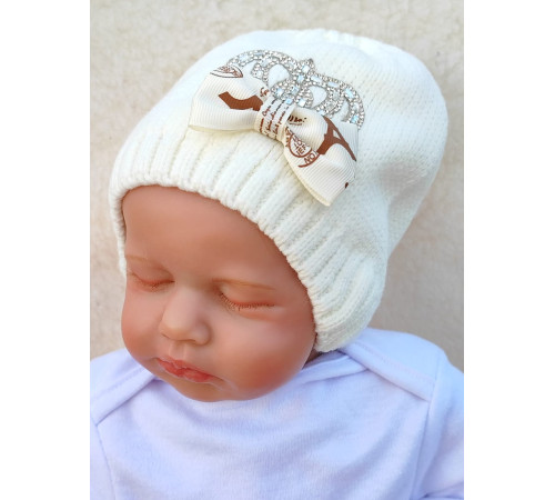Вязаная шапочка Корона молочная