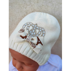 Вязаная шапочка Корона молочная