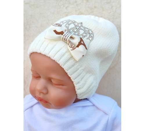 Вязаная шапочка Корона молочная