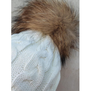 Вязаная шапочка Косички молочная