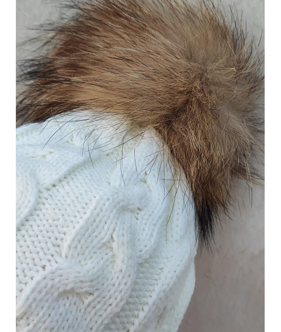 Вязаная шапочка Косички молочная