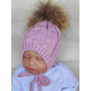 Вязаная шапочка Косички пудра