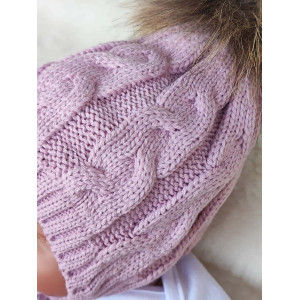 Вязаная шапочка Косички пудра