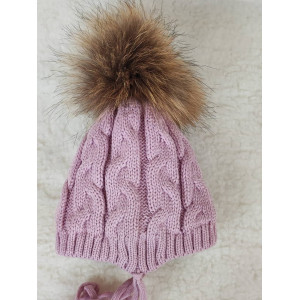 Вязаная шапочка Косички пудра