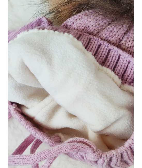 Вязаная шапочка Косички пудра
