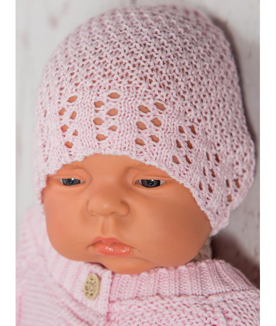 Вязаная шапочка Рис розовая