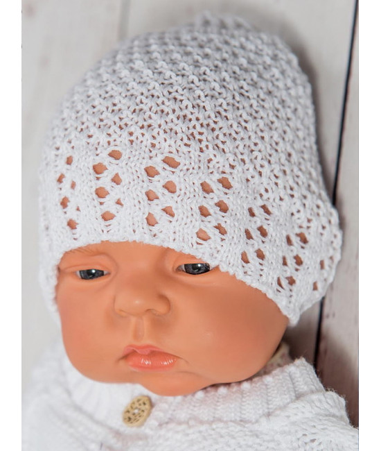 Вязаная шапочка Рис белая