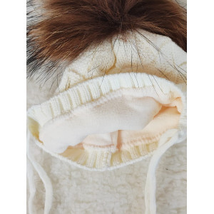 Вязаная шапочка Ромбики молочная