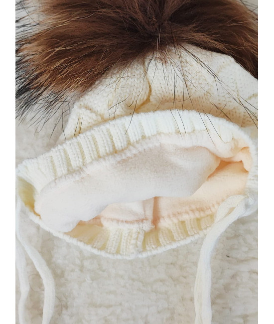 Вязаная шапочка Ромбики молочная