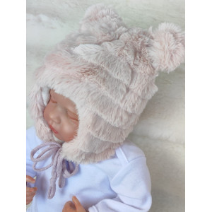 Утепленная шапочка Северный мишка пудра