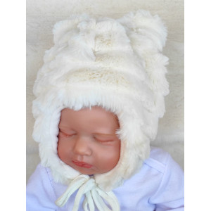 Утепленная шапочка Северный мишка молочная