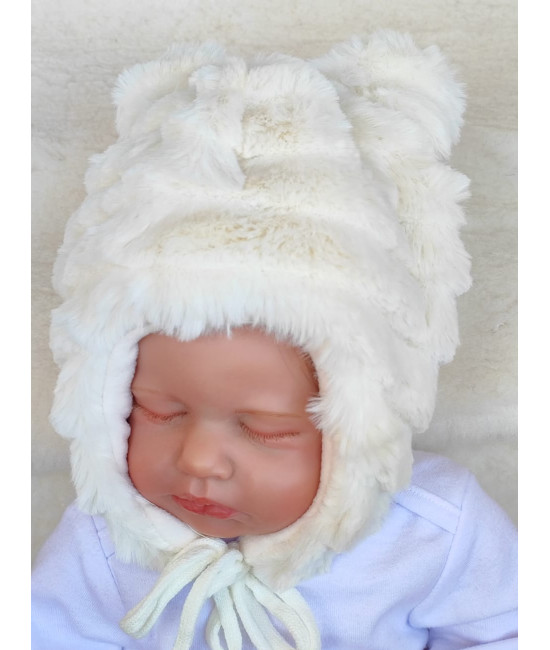 Утепленная шапочка Северный мишка молочная