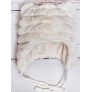 Утепленная шапочка Северный мишка молочная