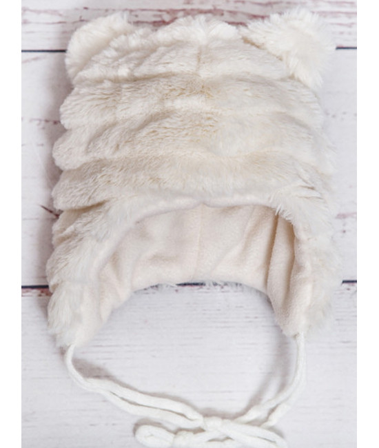 Утепленная шапочка Северный мишка молочная