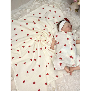 Летний комплект на выписку Айла сердечки красные