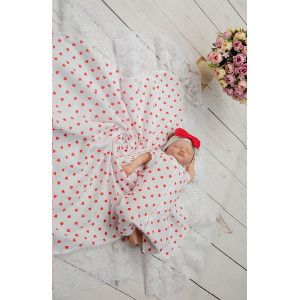 Летний комплект на выписку Айла сердечки алые