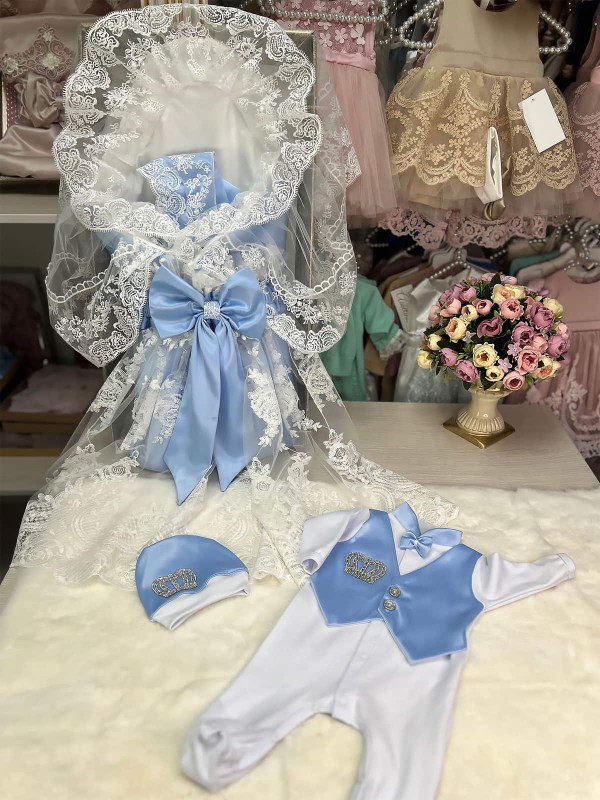 Комплект Азалия-Джентльмен белый-голубой