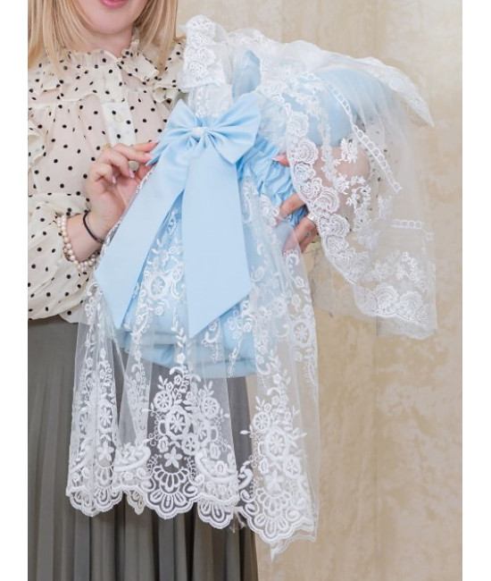 Комплект на выписку Азалия-Джентльмен белый-голубой