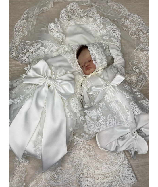 Комплект на выписку Азалия-Кокетка молочный