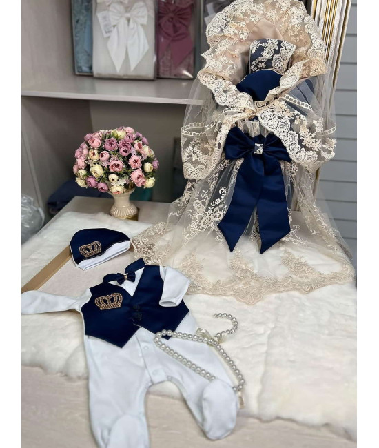 Комплект на выписку Азалия-Джентльмен синий