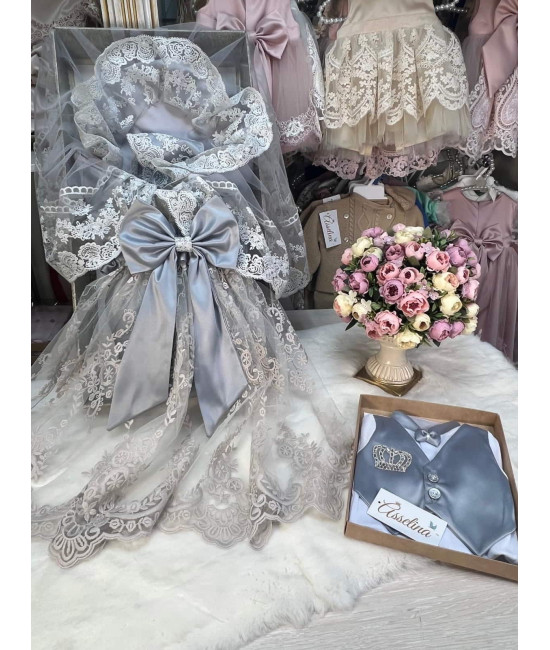 Комплект на выписку Азалия-Джентльмен серый