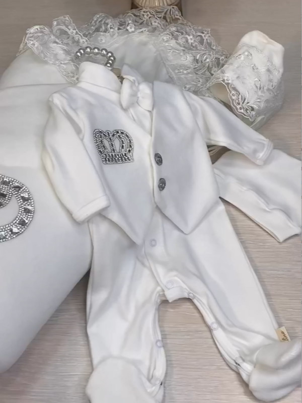 Комплект Бархат-Джентльмен молочный серебро