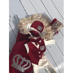 Комплект на выписку Бархат-Джентльмен бордовый