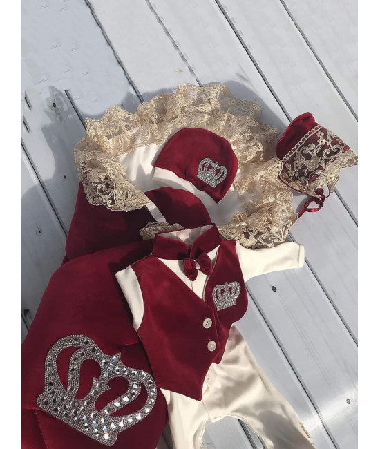 Комплект на выписку Бархат-Джентльмен бордовый