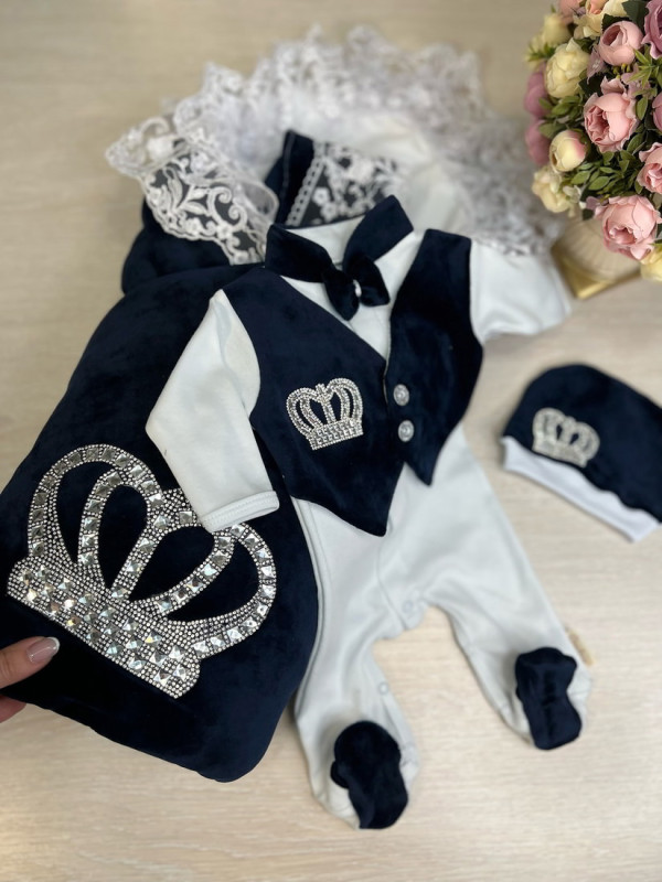 Комплект Бархат-Джентльмен синий-серебро