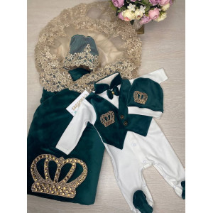 Комплект на выписку Бархат-Джентльмен изумруд