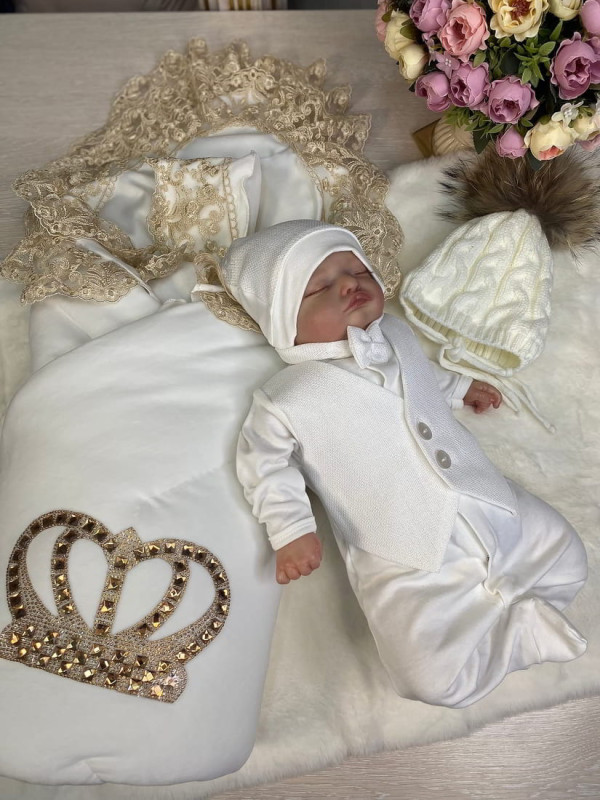 Комплект Бархат-Джентльмен молочный золото