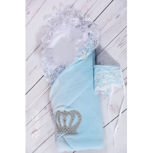 Конверт на выписку Бархат голубой