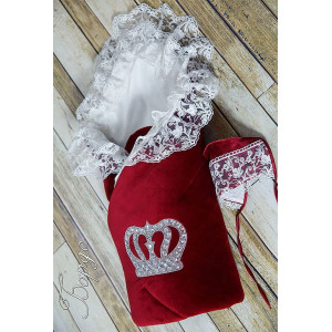 Конверт на выписку Бархат бордовый-белый