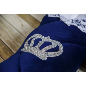 Конверт на выписку Бархат синий-серебро