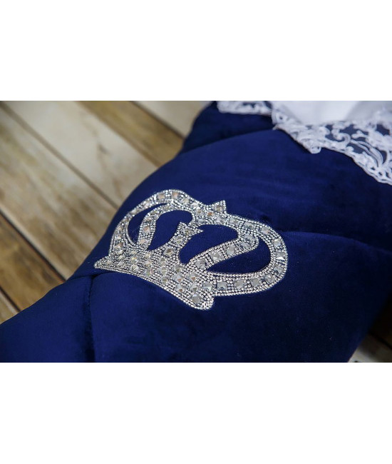 Конверт на выписку Бархат синий-серебро